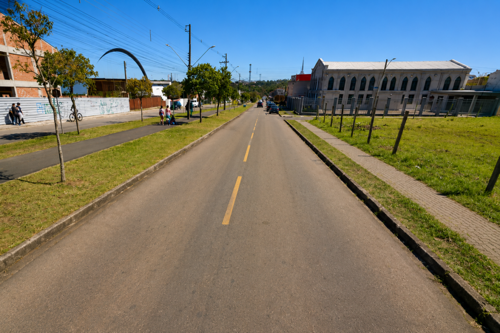 Rua Odir Gomes da Rocha com ciclovia no Tatuquara